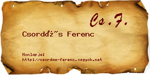 Csordás Ferenc névjegykártya