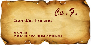 Csordás Ferenc névjegykártya