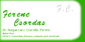 ferenc csordas business card